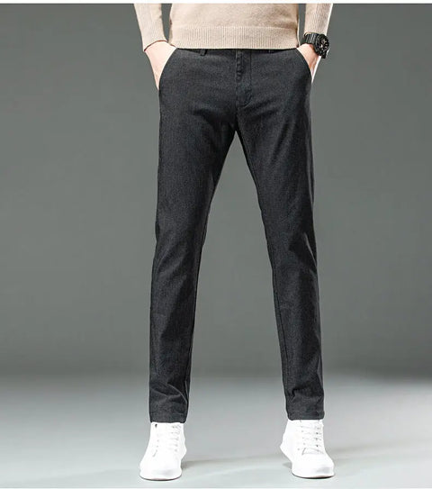 Fine Plaid Stretch Pencil Pants Slim-fit Pants Men Ooho
