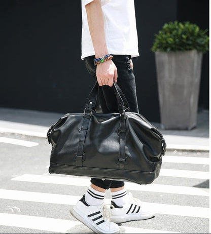 Large-capacity business handbag leather travel bag gym bag fashion men short-distance travel bag men Ooho