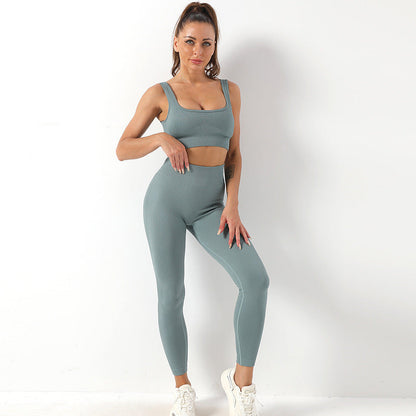 2pcs Seamless Yoga Suit for Women – Thread Bra & Butt Lifting High Waist Leggings Set for Sports & Fitness Ooho