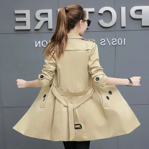 Slim Women’s Plus Size Mid-Length Trench Coat – Stylish & Comfortable Outerwear Ooho