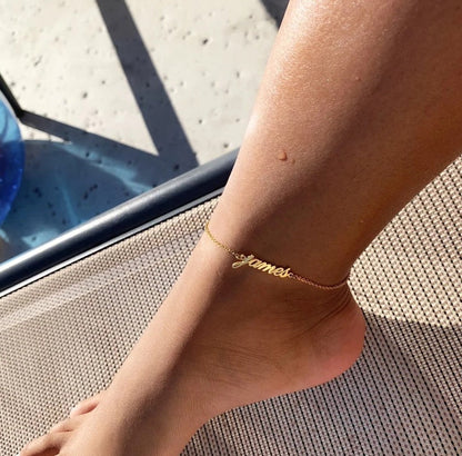 Summer Personalized Custom Name Anklets For Women Stainless Steel Cable Chain Gold Colour Sandy Beach Exquisite Jewelry Present Ooho