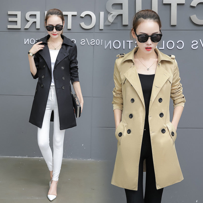 Slim Women’s Plus Size Mid-Length Trench Coat – Stylish & Comfortable Outerwear Ooho