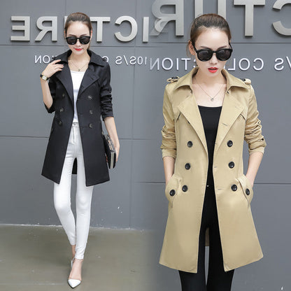 Slim Women’s Plus Size Mid-Length Trench Coat – Stylish & Comfortable Outerwear Ooho