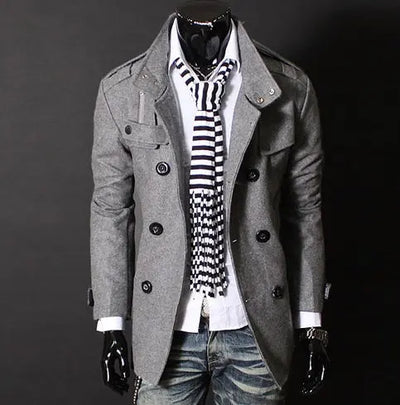New Fashion Men Woolen Coat Ooho