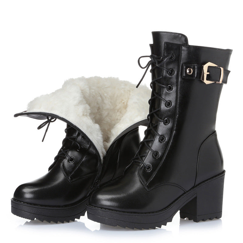 Leather Martin boots women cotton boots Ooho