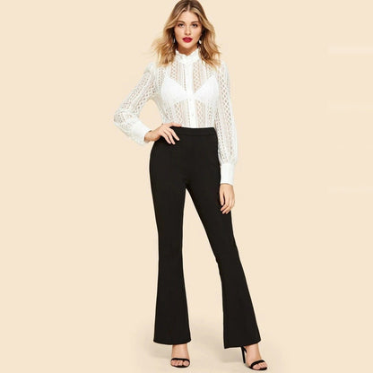 Women’s High-Waisted Casual Flared Pants | Professional & Stylish Ladies Trousers Ooho