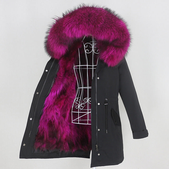 Women's Winter Real Fur Parka – Long Natural Fur Lined Warm Jacket Ooho