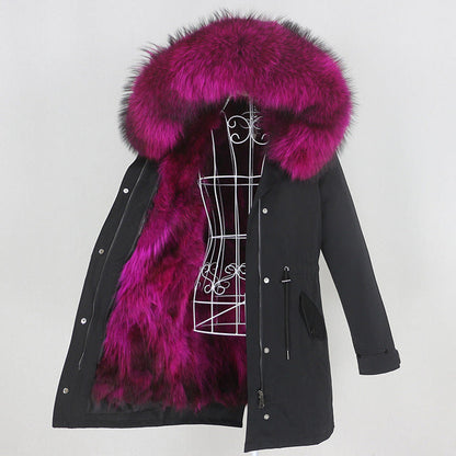 Women's Winter Real Fur Parka – Long Natural Fur Lined Warm Jacket Ooho