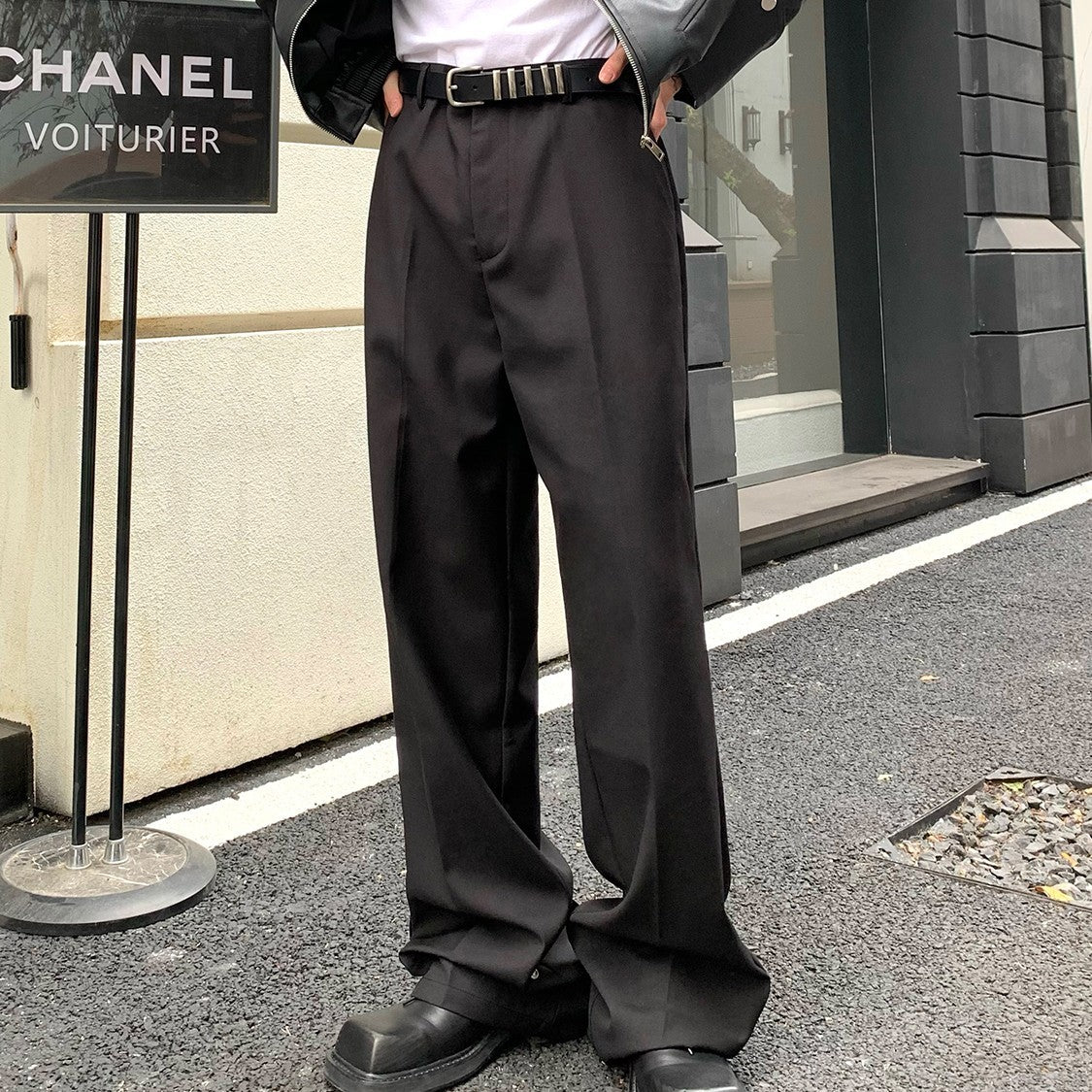 Button Design Feeling Straight Casual Suit Trousers For Men Ooho