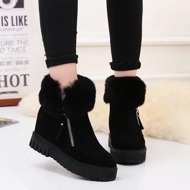Inner Heightening Snow Boots Women Short Hairy Short Boots Ooho