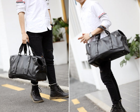 Large-capacity business handbag leather travel bag gym bag fashion men short-distance travel bag men Ooho