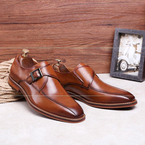 Formal Men's Square Toe Shoes British Monk Shoes Ooho