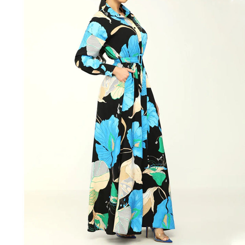 Women's Fashionable Printed Midi Dress Ooho