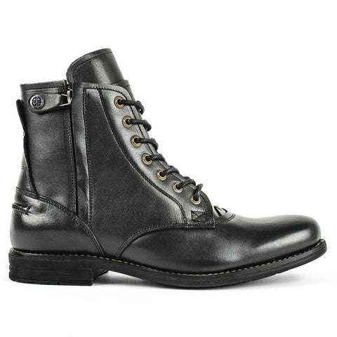 Men Cowboy Boots Retro Lace-up Martin Boot Round Toe Low Heel Shoes Ooho
