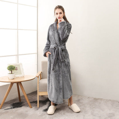 Winter Women Night Gown Couple Robe Men Bathrobe Ooho