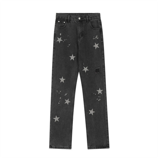 XINGX Printed Straight Jeans For Men Ooho