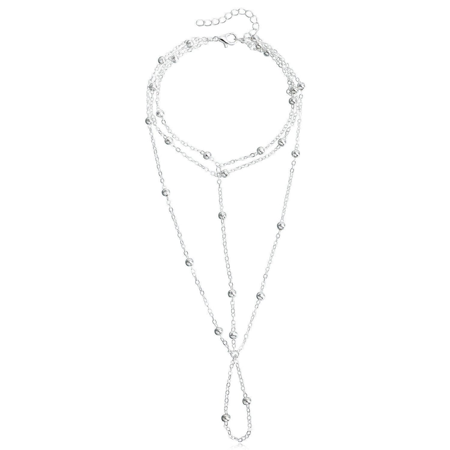 Fashion Silver Color Metal Beads Chain Anklet Connecting Foot Finger Bracelet Barefoot Anklets For Women Beach Creative Jewelry Ooho