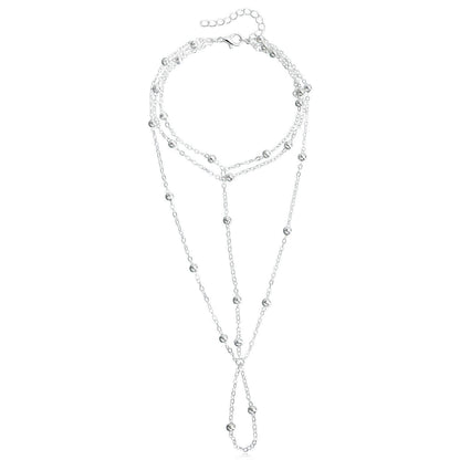 Fashion Silver Color Metal Beads Chain Anklet Connecting Foot Finger Bracelet Barefoot Anklets For Women Beach Creative Jewelry Ooho