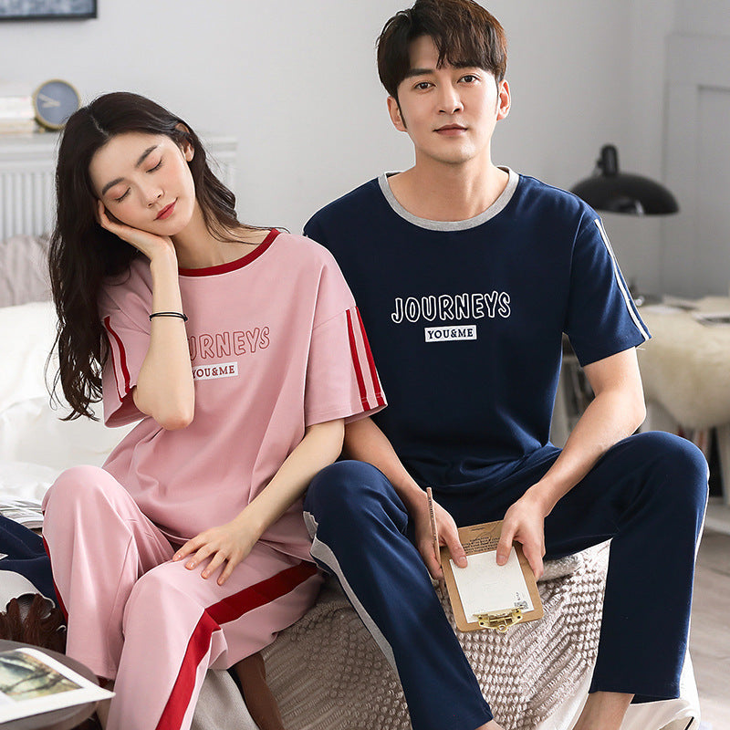 Men And Women Fashion Casual Cotton Short-sleeved Shorts Home Wear Set Ooho