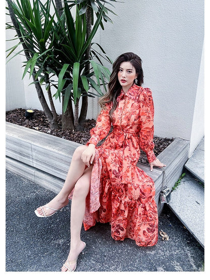 French Long Sleeve Shirt Dress for Women | Elegant Button-Up Midi Dress Ooho