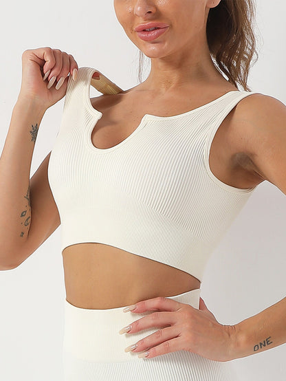 Women's Seamless Sports Bra Workout Crop Top Tank Tops For Women Longline Sports Bra Ribbed Crop Top Fitness Ooho