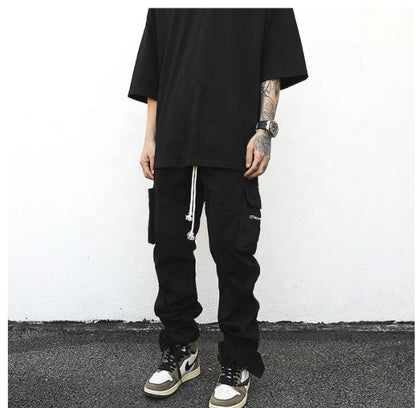 Men Drawstring Side Pocket Cargo Pants Ooho