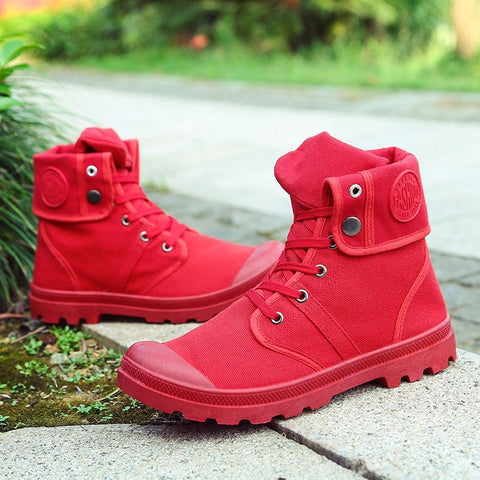 Men High-top Lace Up Canvas Sneakers Ooho