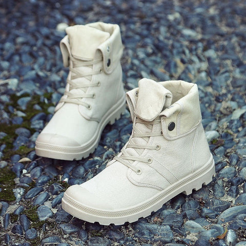 Men High-top Lace Up Canvas Sneakers Ooho