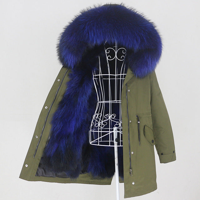 Women's Winter Real Fur Parka – Long Natural Fur Lined Warm Jacket Ooho