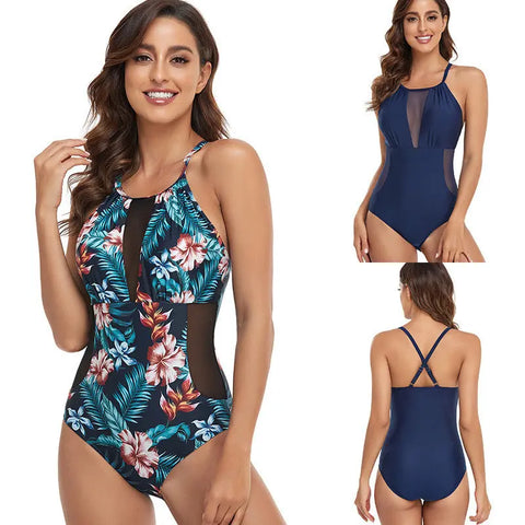 Push Up Bikini One-piece Printed Spun Yarn Swimsuit For Women Ooho
