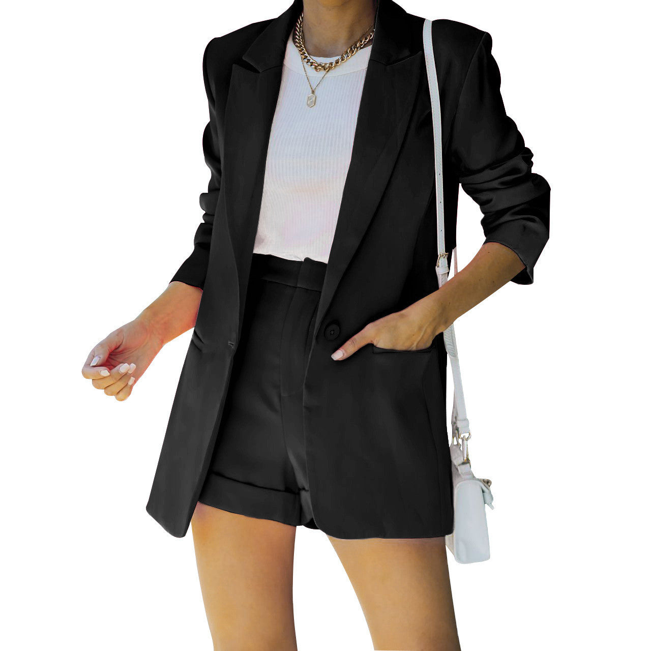 Women’s Fashion Casual Suit Shorts Set | Stylish Two-Piece Outfit for Ladies Ooho