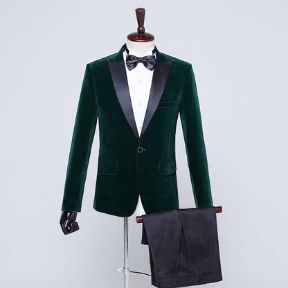 Men's Stage Performance Suit Velvet Jacket Ooho