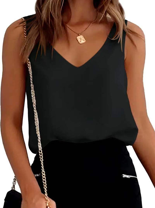Women Tank Top Summer Casual V Neck Camisole Blouses Loose Sleeveless Cami Basic Tank Shirt Ooho