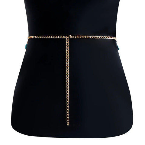 Classic Retro Turquoise Waist Belly Chain For Women Summer Beach Sexy Simple Body Chain Jewelry Accessories Gift Ooho