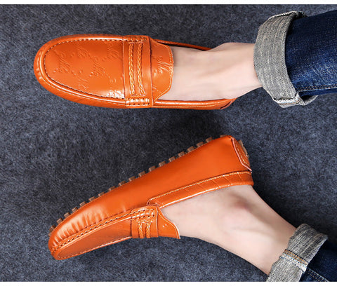 Plus Size Driving Shoes Authentic Leather Loafers Men Ooho
