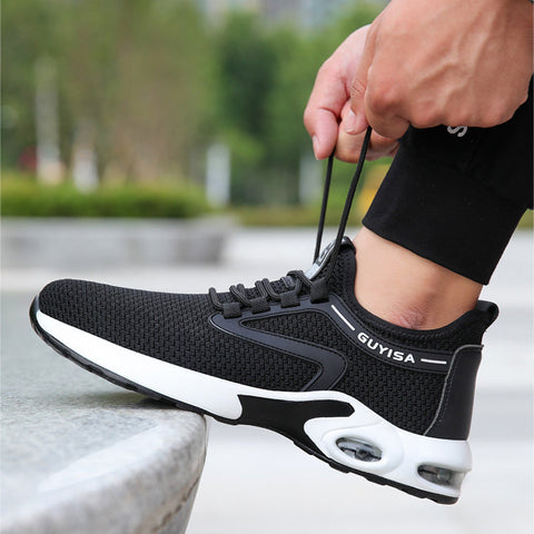 Black Sneakers Men Work Safety Shoes Lightweight Breathable For Gym Travel Work Casual Tennis Running Shoes Ooho