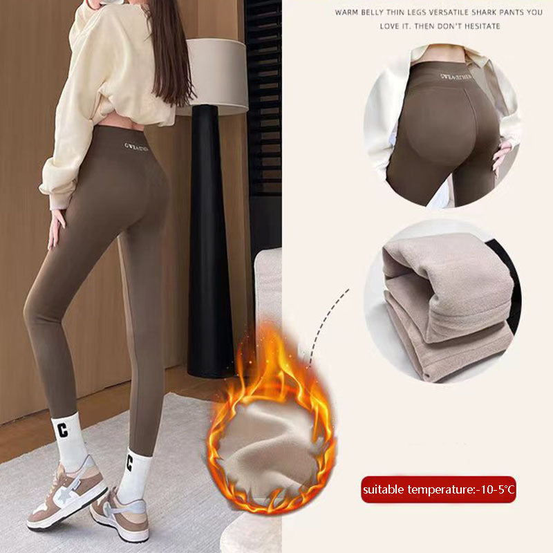 Fleece Thickened Winter Leggings for Women – High Waist Tummy Control Skinny Shark Pants, Warm Slimming Yoga Tights (-20°C to 5°C) Ooho