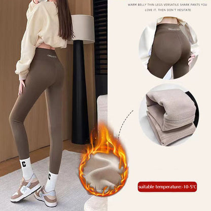 Fleece Thickened Winter Leggings for Women – High Waist Tummy Control Skinny Shark Pants, Warm Slimming Yoga Tights (-20°C to 5°C) Ooho