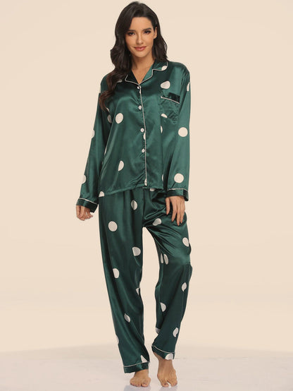Women's Print Pajama Set Long Sleeve Tops And Pants Loungewear Sleepwear Ooho
