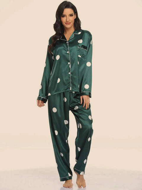 Women's Print Pajama Set Long Sleeve Tops And Pants Loungewear Sleepwear Ooho