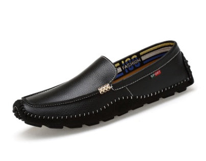 New driving shoes men casual leather peas shoes large size breathable soft head layer a pedal Ooho