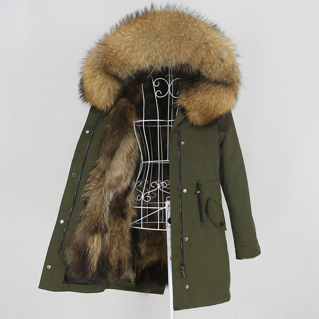Women's Winter Real Fur Parka – Long Natural Fur Lined Warm Jacket Ooho