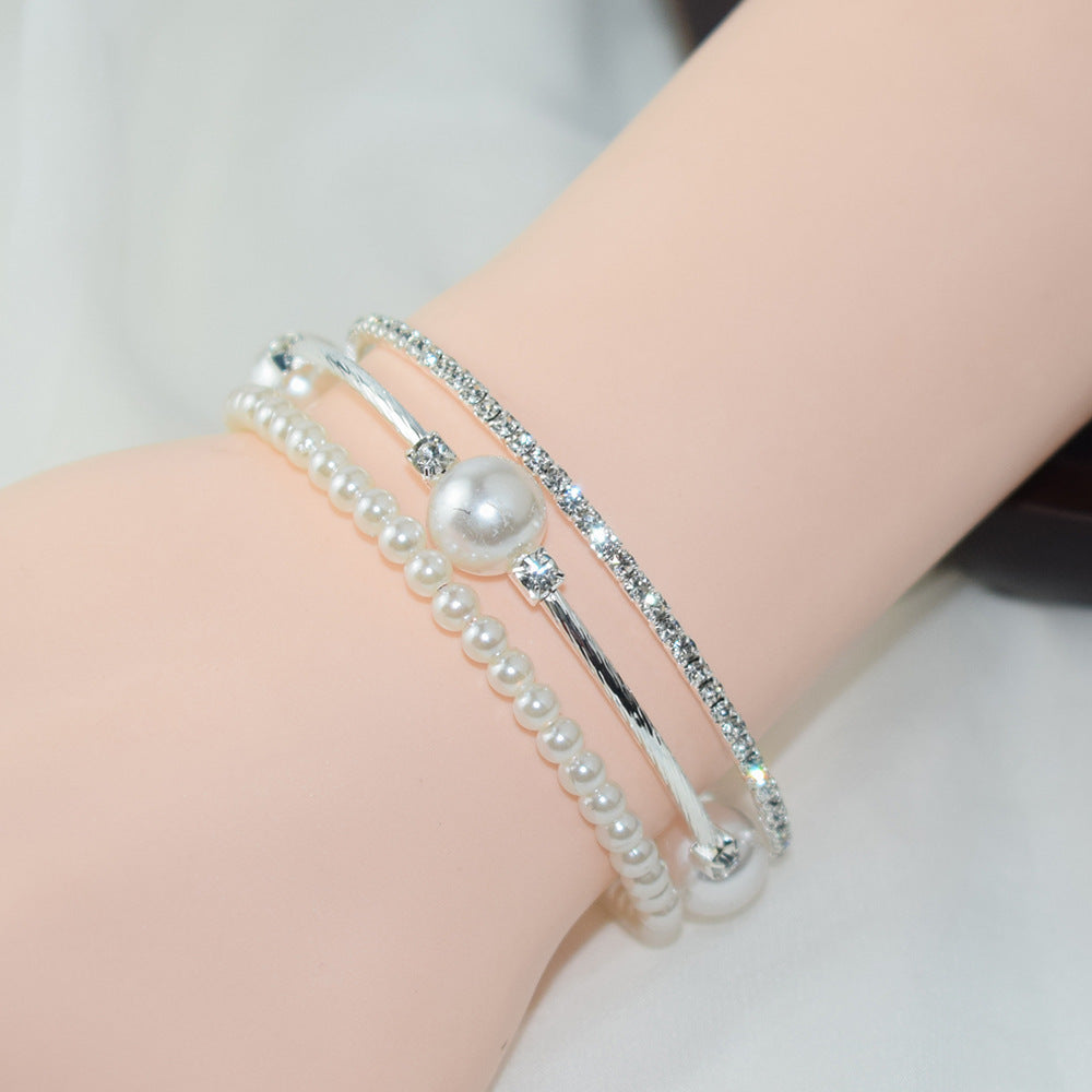 Simple Pearl Rhinestone Bracelet For Women Ooho
