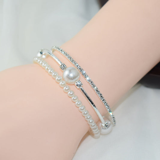 Simple Pearl Rhinestone Bracelet For Women Ooho