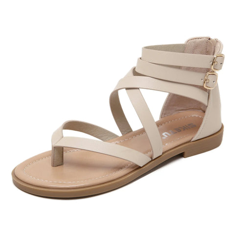 Fashion Zip Roman Flip-Flat Sandals Ooho