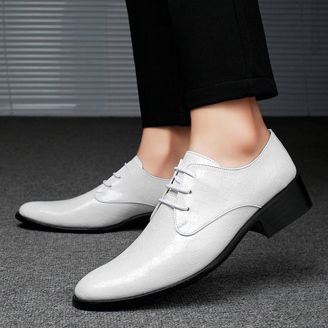 Men's PU Leather Pointed Formal High Heels Ooho