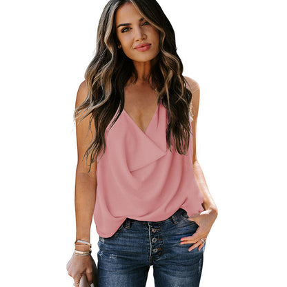 Top Loose V-neck Chiffon Tank Top Women Ooho