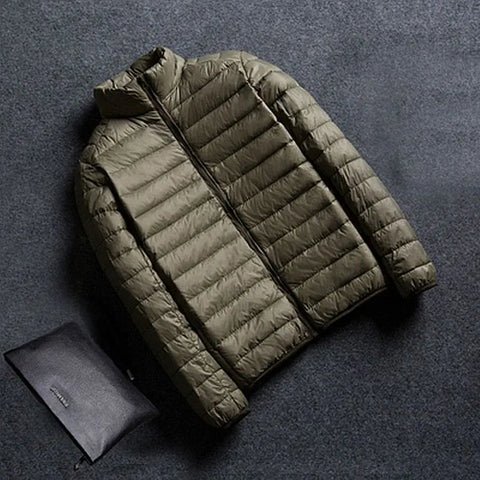 Men's Stand Collar Hooded Short Ultra-thin Down Jacket Ooho