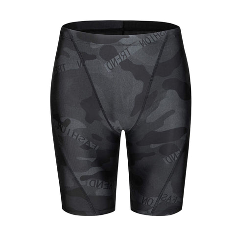 Men's Camouflage Letters Quick-drying Swimming Trunks Swimming Cap Ooho