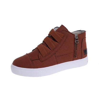 Canvas Flat Shoes Women Side Zipper Walking Sneakers Ooho